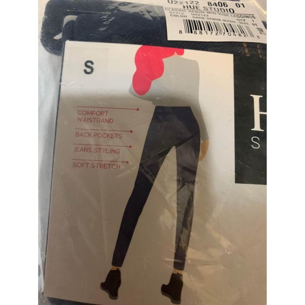 NWT Hue Studio Jeggings Casual Leggings Y2K Mid Rise Classic Women’s Size Small - Picture 2 of 6